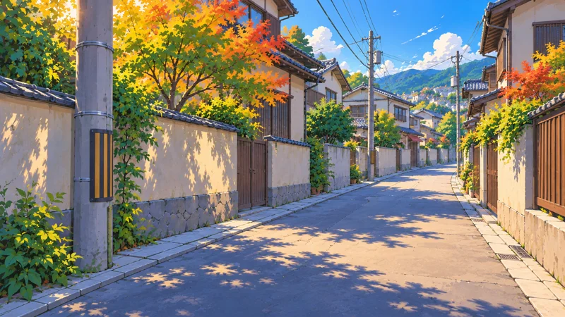 同じ街の光と色を揃えるために用意した、人物のいない背景資料。