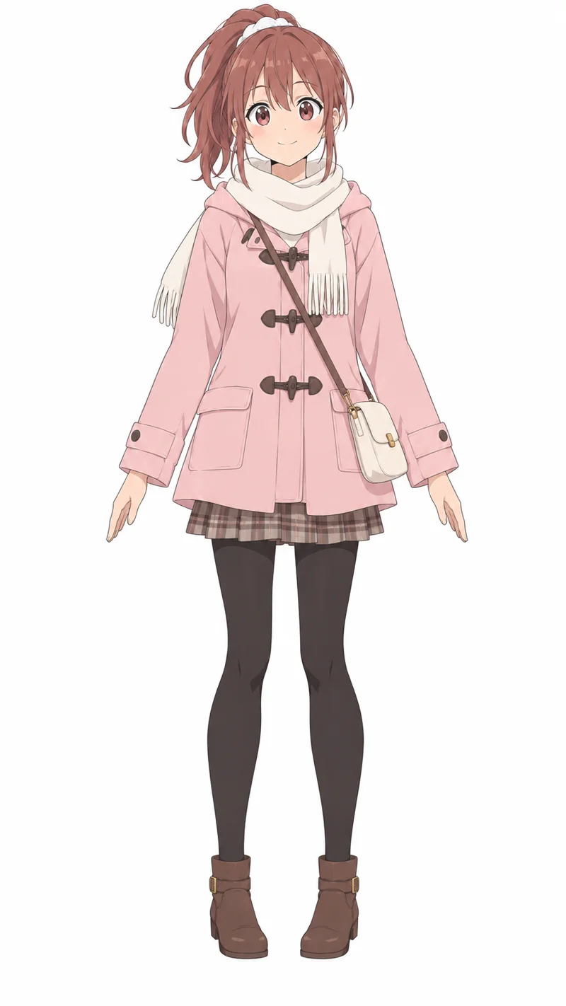 添付の冬服を基準に用意した、ももの正面資料。