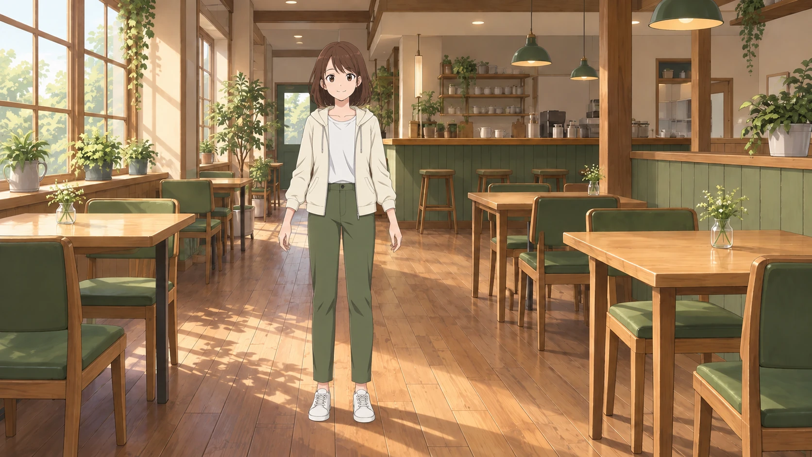 カフェに桜井ひよりを配置した完成画像