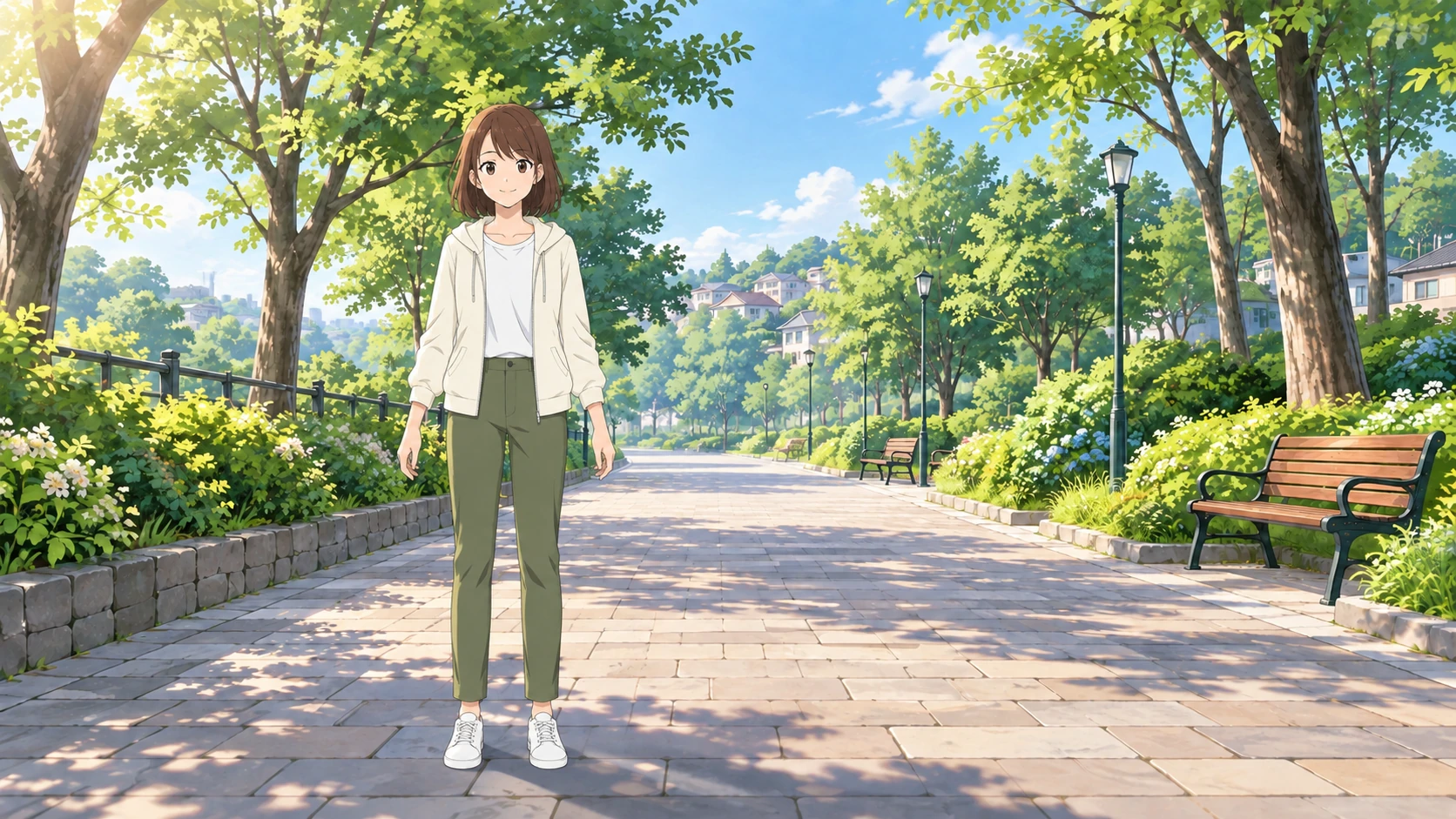 公園に桜井ひよりを配置した完成画像
